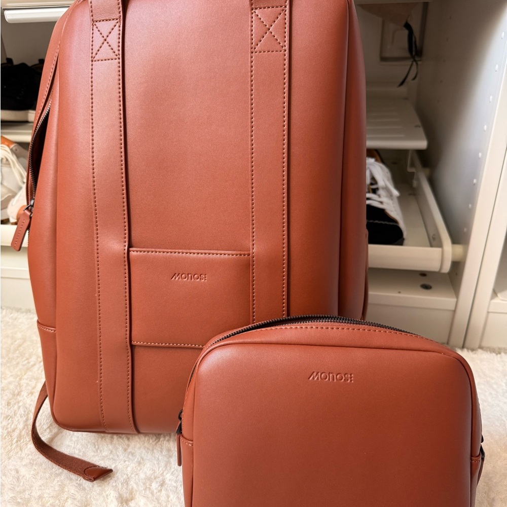 Monos Women's Tan Backpack and Pouch Set